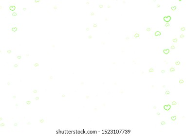 Light Green, Yellow vector background with Shining hearts. Illustration with hearts in love concept for valentine's day. Pattern for valentine's ad, booklets.