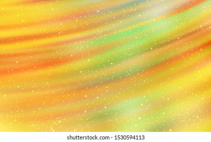 Light Green, Yellow vector background with galaxy stars. Glitter abstract illustration with colorful cosmic stars. Smart design for your business advert.