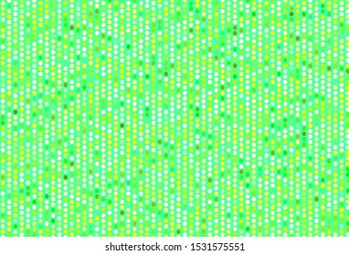 Light Green, Yellow vector background with spots. Blurred bubbles on abstract background with colorful gradient. Design for poster, banner of websites.
