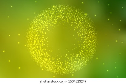 Light Green, Yellow vector background with galaxy stars. Space stars on blurred abstract background with gradient. Best design for your ad, poster, banner.