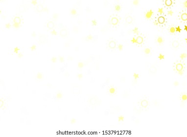Light Green, Yellow vector background with colorful stars, suns. Modern geometrical abstract illustration with stars, suns. Pattern for astrology websites.