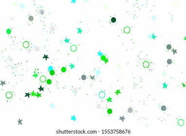 Light Green, Yellow vector background with colorful stars, suns. Shining colored illustration with stars, suns. Best design for your ad, poster, banner.