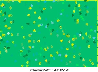 Light Green, Yellow vector background with bubbles. Blurred decorative design in abstract style with bubbles. Completely new template for your brand book.