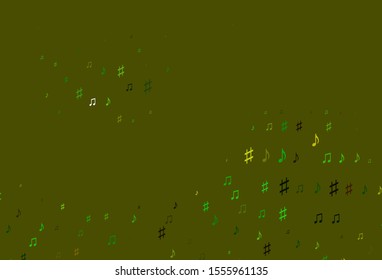 Light Green, Yellow vector background with music symbols. Modern abstract illustration with melody keys. Modern design for wallpapers.