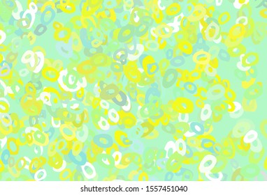 Light Green, Yellow vector background with bubbles. Glitter abstract illustration with blurred drops of rain. Template for your brand book.