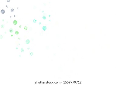 Light Green, Yellow vector background with tasty food. Glitter abstract sketch with gourmet food. Pattern for ads of breakfast, lunch, dinner.
