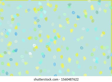 Light Green, Yellow vector background with bubbles. Blurred bubbles on abstract background with colorful gradient. Completely new template for your brand book.