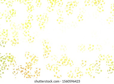 Light Green, Yellow vector background with math elements. Illustration with Numeral symbols on abstract template. Best design a poster, banner of a math college.