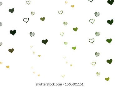 Light Green, Yellow vector background with hearts. Illustration with hearts in love concept for valentine's day. Pattern for carnival, festival romantic leaflets.