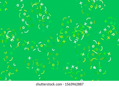 Light Green, Yellow vector background with math elements. Modern geometrical illustration with numerals. Best design a poster, banner of a math college.