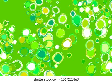Light Green, Yellow vector background with bubbles. Abstract illustration with colored bubbles in nature style. Pattern for beautiful websites.