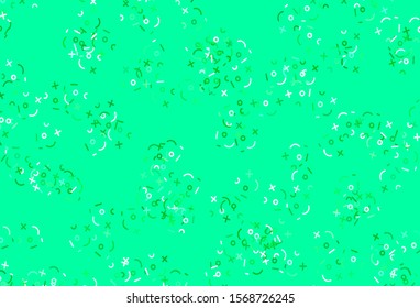 Light Green, Yellow vector background with arithmetic signs. Abstract illustration with colored algebra signs. Best design a poster, banner of a math college.