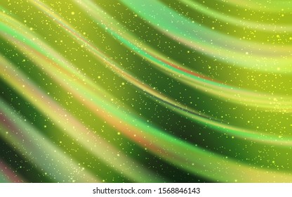 Light Green, Yellow vector background with astronomical stars. Shining colored illustration with bright astronomical stars. Template for cosmic backgrounds.