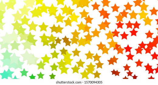 Light Green, Yellow vector background with colorful stars. Shining colorful illustration with small and big stars. Pattern for new year ad, booklets.