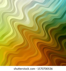 Light Green, Yellow vector background with bent lines. Abstract illustration with bandy gradient lines. Pattern for websites, landing pages.