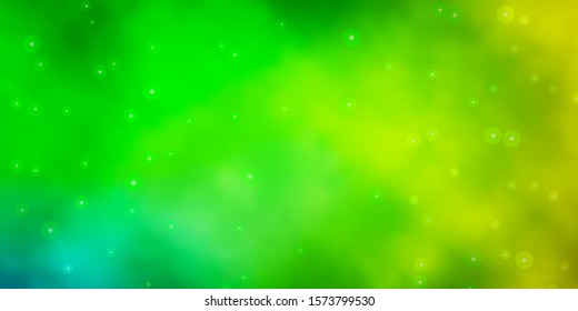 Light Green, Yellow vector background with colorful stars. Colorful illustration with abstract gradient stars. Design for your business promotion.