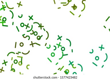 Light Green, Yellow vector background with math elements. Modern geometrical illustration with numerals. Pattern for ad, booklets, leaflets of education.