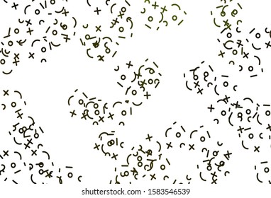 Light Green, Yellow vector background with math elements. Illustration with Numeral symbols on abstract template. Pattern for posters, banners of math books.