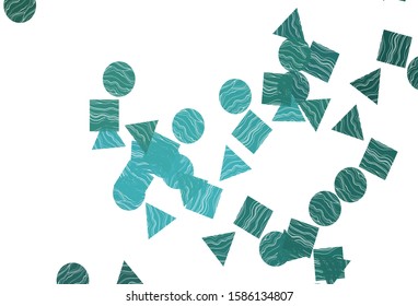 Light Green, Yellow vector background with triangles, circles, cubes. Abstract gradient illustration with circles, triangles, cubes. Pattern for commercials.