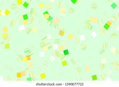 Light Green, Yellow vector background with polygonal style with circles. Abstract illustration with colorful dots, lines, cubes. Smart design for your adverts.
