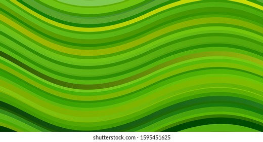 Light Green, Yellow vector background with curves. Abstract illustration with gradient bows. Best design for your posters, banners.