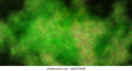 Light Green, Yellow vector background with triangles. Beautiful illustration with triangles in nature style. Template for wallpapers.