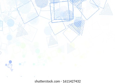 Light Green, Yellow vector background with polygonal style with circles. Circles, lines, rhombus with colorful gradient. Pattern for booklets, leaflets