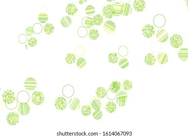 Light Green, Yellow vector background with spots. Blurred bubbles on abstract background with colorful gradient. Design for your business advert.