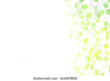 Light Green, Yellow vector background with triangles, circles, cubes. Illustration with colorful circles, triangles, rectangles. Pattern for websites.