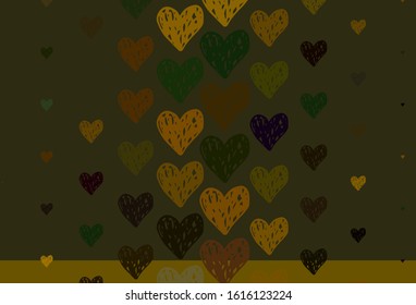 Light Green, Yellow vector background with hearts. Smart illustration with gradient hearts in valentine style. Design for celebrating of Valentine Day.