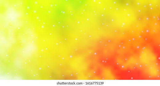 Light Green, Yellow vector background with colorful stars. Colorful illustration with abstract gradient stars. Theme for cell phones.