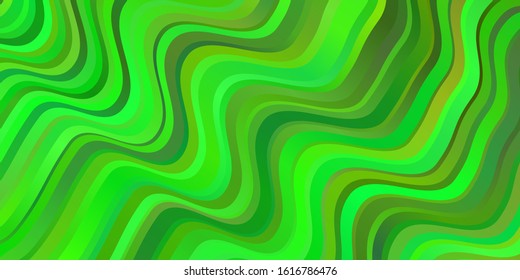 Light Green, Yellow vector background with curved lines. Bright sample with colorful bent lines, shapes. Pattern for ads, commercials.