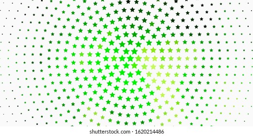 Light Green, Yellow vector background with small and big stars. Shining colorful illustration with small and big stars. Pattern for websites, landing pages.