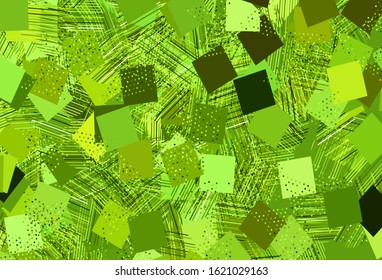 Light Green, Yellow vector background with triangles, circles, cubes. Circles, lines, rhombus with colorful gradient. Pattern for booklets, leaflets