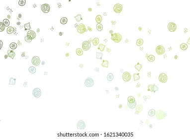 Light Green, Yellow vector background with tasty food. Glitter abstract sketch with gourmet food. Pattern for ad, booklets, leaflets of restaurants.