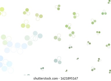 Light Green, Yellow vector background with bubbles. Blurred bubbles on abstract background with colorful gradient. Design for poster, banner of websites.