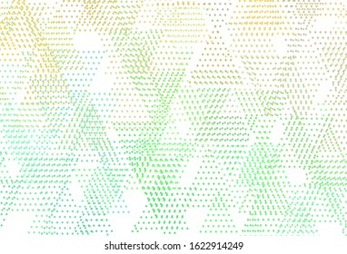 Light Green, Yellow vector background with triangles, circles. Illustration with set of colorful circles, triangles. Pattern for commercials.