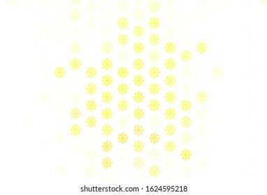 Light Green, Yellow vector background with beautiful snowflakes. Shining colorful illustration with snow in christmas style. New year design for poster, banner.