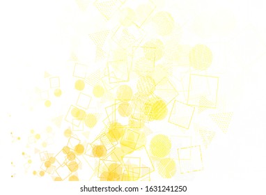 Light Green, Yellow vector background with polygonal style with circles. Glitter abstract illustration with spheres, squares, lines. Modern template for landing page.