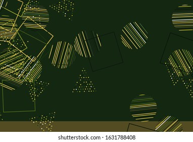 Light Green, Yellow vector background with polygonal style with circles. Circles, lines, rhombus with colorful gradient. Pattern for websites.