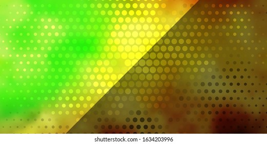 Light Green, Yellow vector background with circles. Illustration with set of shining colorful abstract spheres. Pattern for websites, landing pages.