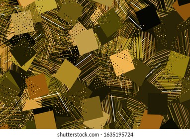 Light Green, Yellow vector background with polygonal style with circles. Abstract illustration with colorful dots, lines, cubes. Best design for poster, banner.
