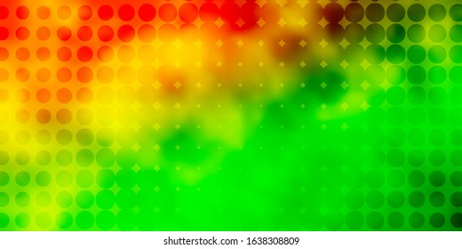 Light Green, Yellow vector background with spots. Abstract colorful disks on simple gradient background. Pattern for booklets, leaflets.