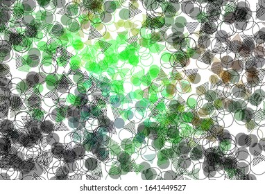 Light Green, Yellow vector background with polygonal style with circles. Modern abstract illustration with colorful dots, lines. Best design for poster, banner.