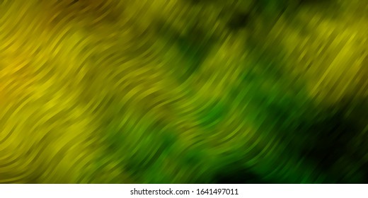 Light Green, Yellow vector background with bent lines. Abstract illustration with gradient bows. Design for your business promotion.