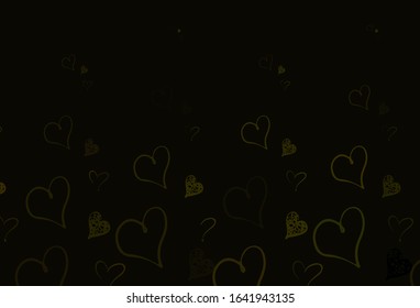 Light Green, Yellow vector background with Shining hearts. Shining illustration with hearts on abstract template. Template for Valentine's greeting postcards.