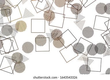 Hellgrüner, gelber Hintergrund der Vektorillustration mit polygonalem Stil mit Kreisen. Abstrakte Illustration mit bunten Punkten, Linien, Würfeln. Bestes Design für Poster, Banner.