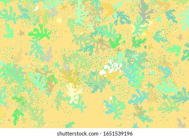 Light Green, Yellow vector background with abstract shapes. Colorful chaotic forms with gradient in modern style. Elegant design for wallpapers.