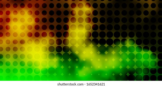 Light Green, Yellow vector background with bubbles. Abstract colorful disks on simple gradient background. Pattern for business ads.