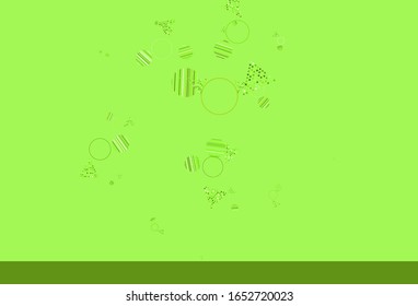 Light Green, Yellow vector background with polygonal style with circles. Glitter abstract illustration with spheres, triangular lines. Best design for poster, banner.